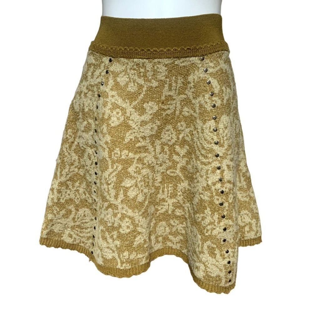 Anthropologie MOTH Sweater Mini Skirt / Hoop Skater Knit Yellow Small